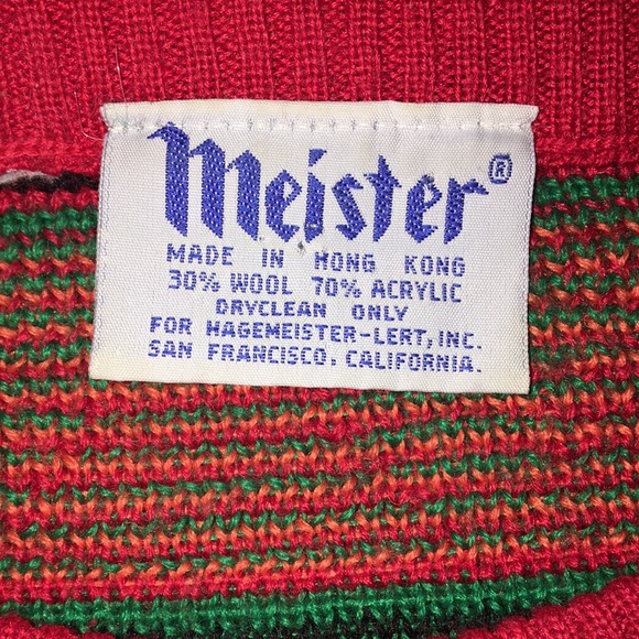 Meister Men's Colorful Crewneck Sweater - Red, Orange, Green - Picture 3 of 4